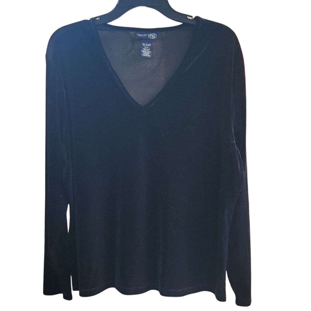 Veneria Jeans Womens 14/16 Black Velvet V-Neck Top